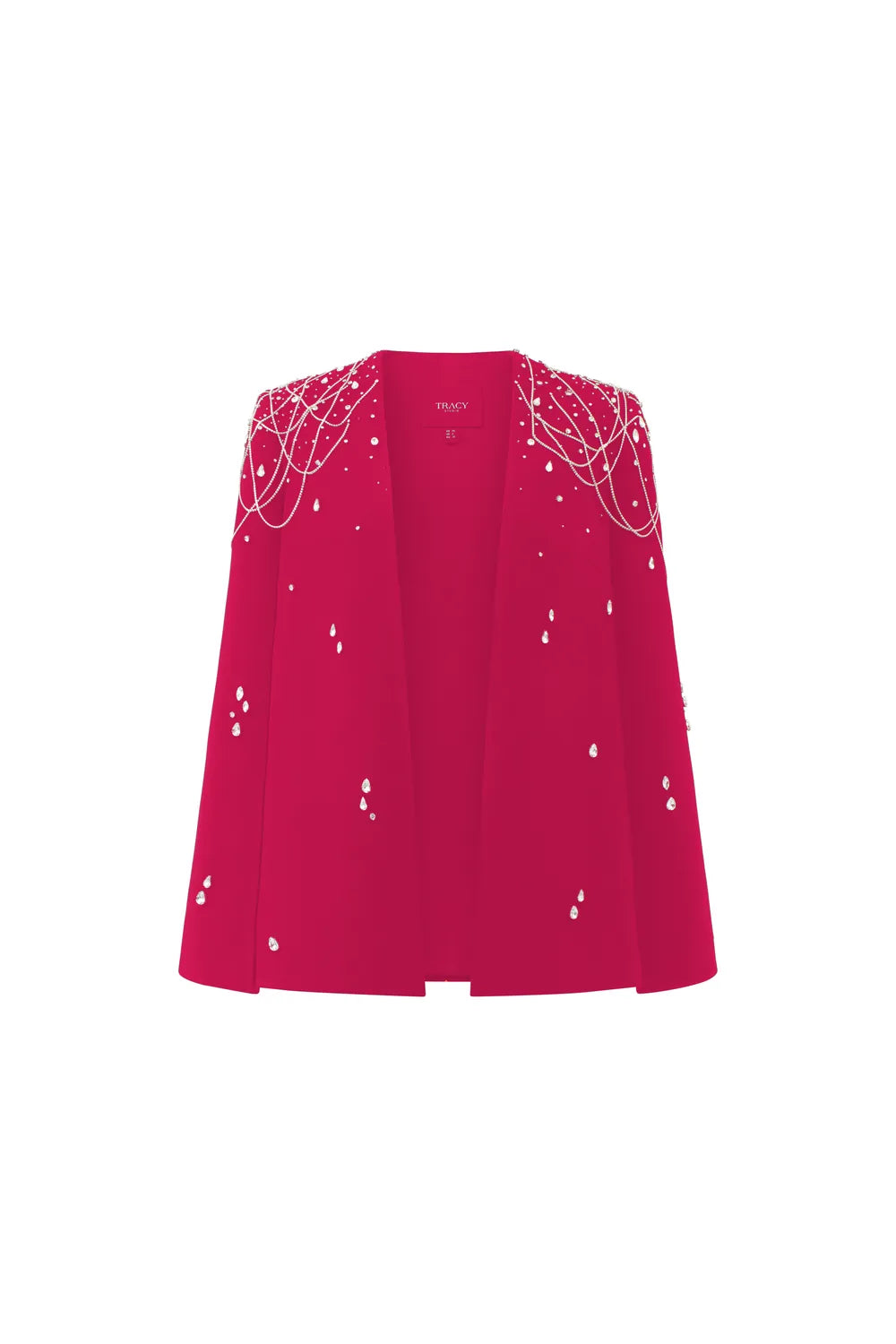 Crystal Strings Cape With Straight Across Crystal Embellished Dress Set